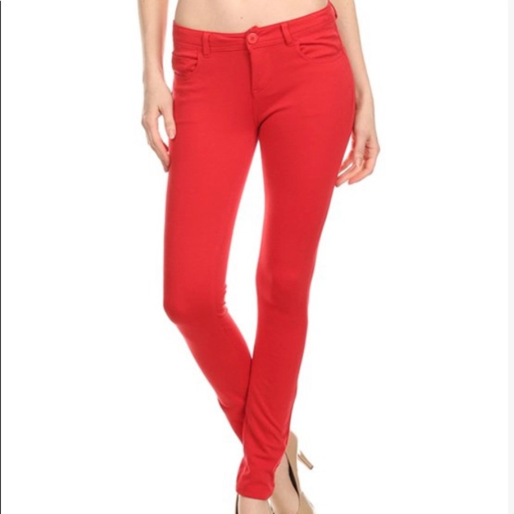 Red 5 pocket pants